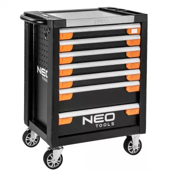 NEO TOOLS 7-skuffes værktøjsskab PRO 84-220 | 280 kg belastning, kuglelejeskuffer, rød/sort