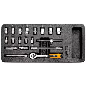 NEO TOOLS 1/4 inch topnøglesæt, 19 dele, indsats