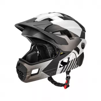 ROCKBROS TS-61 Kids' Convertible Bike Helmet with Detachable Chin Guard, Size S (48-52 cm), Grey