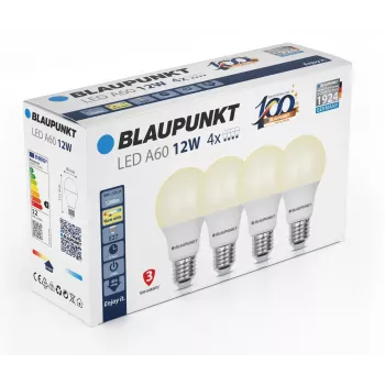 Blaupunkt LED-lampe E27 A60 12W, 1200 lm, 2700 K, 4 stk. (BLAUPUNKT-E27-12W-WW-4)