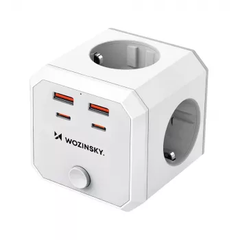 Wozinsky WKZ-4B Power Cube 4x AC 2x USB-A 2x USB-C PD 20W 4000W hvid