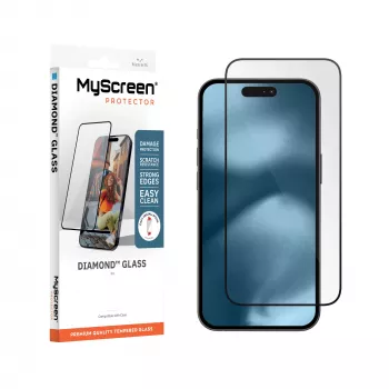 MyScreen Diamond Glass skærmbeskyttelse til Apple iPhone 18 Pro - 9H hærdet glas, fuld dækning, case-kompatibel, bobelfri montering