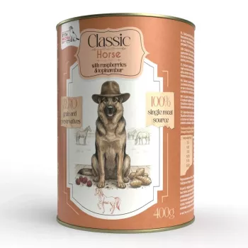 SYTA MICHA Classic Mono hest med hindbær og jordskokker - vådfoder til hunde - 400g