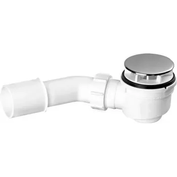 DEANTE brøndsiphon med rengøringsåbning foroven, 50 mm afløb, kromrist