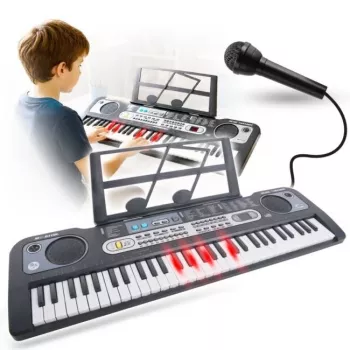 MQ 6119L 61-tasters transportabelt elektronisk keyboard med LED-display, 128 klange, 128 rytmer, optage- og undervisningsfunktioner, sort