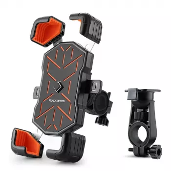 ROCKBROS HW-117 Handlebar Clamp Phone Mount - Black/Orange