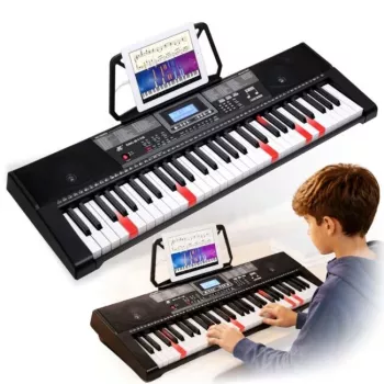 MK 2115 pædagogisk bærbart keyboard 37 tangenter e-piano med 8 klange, 8 rytmer, 4 demosange, mikrofonindgang, sort