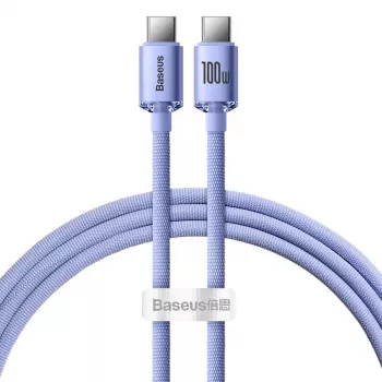 Baseus USB-C til USB-C Crystal Shine 100W PD hurtigopladnings- og datakabel, 1,2 m, lilla