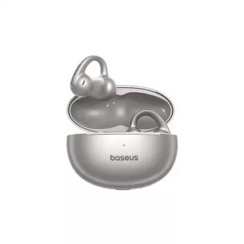 Baseus Bowie MC1 Pro open-ear clip-on hovedtelefoner med Bluetooth 5.3, ENC, IPX4, 40h batteritid - sølv