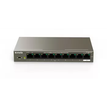 Tenda TEF1109P-8-102W 9-port desktop PoE-switch med 8 PoE+-porte, 102W budget, 10/100 Mbps