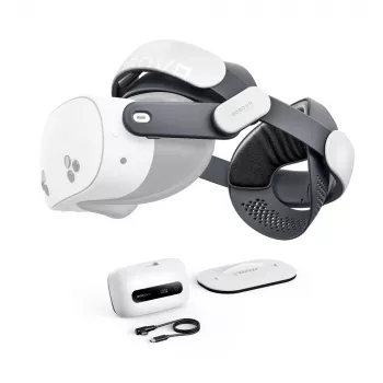 BOBOVR M3 Pro+ batteri-hovedstrop med 6500 mAh batteri og ladestation til Meta Quest 3/3S - hvid