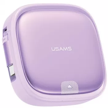 USAMS oprulningsbart 3-i-1-ladekabel med opbevaringsboks USB-A til USB-C/Lightning/Micro USB 60W lilla SJ650USB03 (US-SJ650)