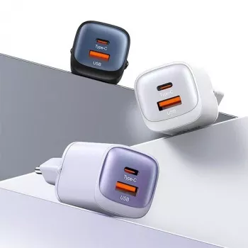 USAMS CC254 30W GaN USB-C/USB-A hurtigoplader HC Series sort