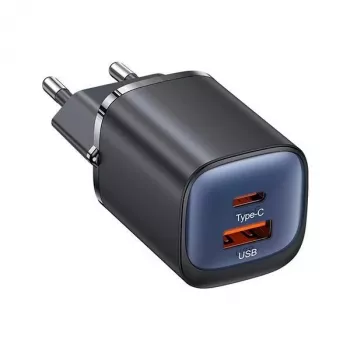 USAMS CC254 30W GaN USB-C/USB-A hurtigoplader HC Series sort