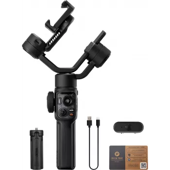 Zhiyun C030124ABR1 smartphone-gimbal-stabilisator 3-akset med indbygget fyldlys, Bluetooth 5.0, 2600mAh batteri, op til 25 timers drift, understøtter 50-90mm smartphones, sort