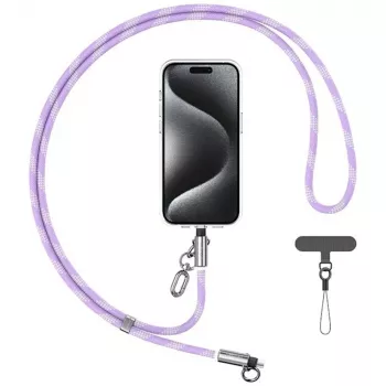 USAMS SJ746 30W USB-C til Lightning-kabel med telefon-lanyard, 1,2 m, lilla