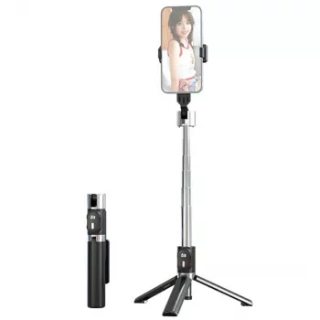USAMS ZB324 Mini trådløs selfie-stick-stativ med Bluetooth-fjernbetjening - sort