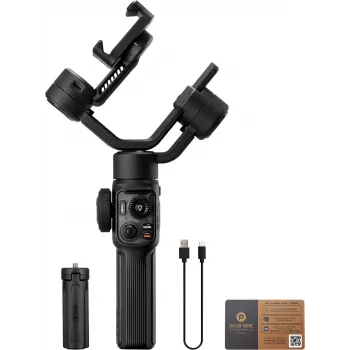 Zhiyun Smooth 5S AI smartphone-gimbal med magnetisk fyldlys, 3-akset stabilisator, 300g nyttelast, sort