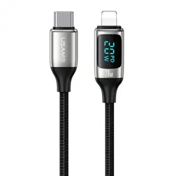 USAMS U78 flettet USB-C til Lightning-kabel med LED-indikator 1,2 m 20W PD-hurtigopladning hvid SJ545USB02