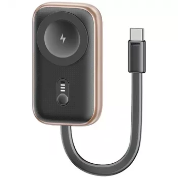 USAMS CD245 2-i-1 trådløs oplader og powerbank til Apple Watch, 1200mAh, USB-C, tarnish