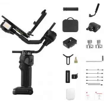 ZHIYUN CRANE 4 COMBO 3-akset kamera-gimbal-stabilisator med 6 kg nyttelast, 12 timers batteri, touchskærm og fyldlys, sort