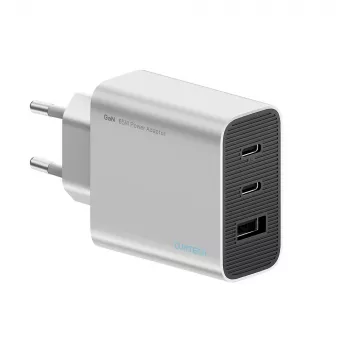 Cuktech 65W GaN-vægoplader med 2x USB-C og 1x USB-A - grå