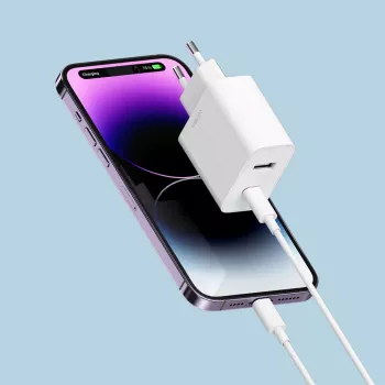 Cuktech A19 30W GaN-væglader USB-A + USB-C - hvid