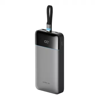 CUKTECH LPB252N 25000mAh 120W powerbank med integreret USB-C-kabel, grå