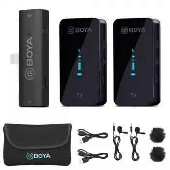 Boya BY-XM6-S4 trådløst mikrofonsystem til iOS med Lightning, 2 sendere (BY-XM6-S4)