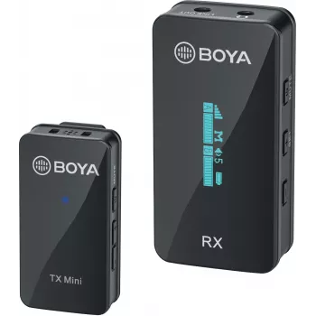 BOYA BY-XM6-S1 Mini 2,4 GHz trådløst mikrofonsystem med lavalier-mikrofon, OLED-modtager, 100 m rækkevidde