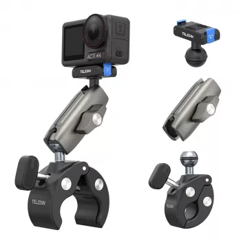 TELESIN Magic Arm Clamp Mount for DJI Osmo Action 5 Pro/4/3, Osmo 360, GoPro, Insta360 – S3-HBM-14-TDJ