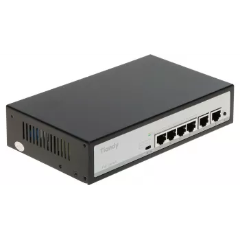 Tiandy TC-P3S06 4-port PoE-switch med 2 uplink-porte, 65W budget, IEEE 802.3af/at, unmanaged, desktop/vægmontage