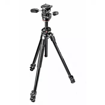 Manfrotto 290 Dual Aluminium stativ med 3-vejs hoved, 3-delt udtrækkelig MK290DUA3-3W