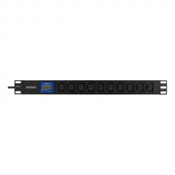 DELTACO Bluewalker PDU Powerwalker LC-16A 10xIEC C13 1U rackmonteret basis-PDU, 16A, 2m kabel