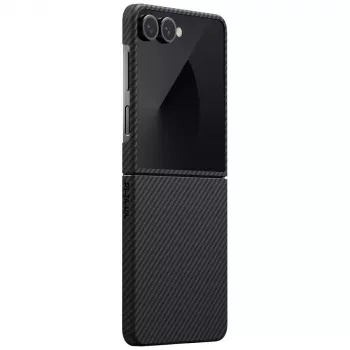PITAKA Ultra-Slim MagSafe Case for Samsung Galaxy Z Flip7 - Black/Grey Aramid Fiber
