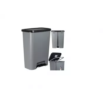 Curver Deco Bin 50L pedal-skraldespand, mørkegråt korpus med sort låg og pedal