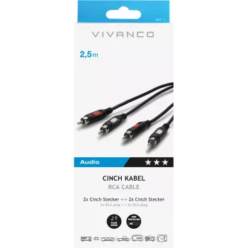 Vivanco lydkabel 2xRCA til 2xRCA 2.5 m (VVA2RCA25MMK)