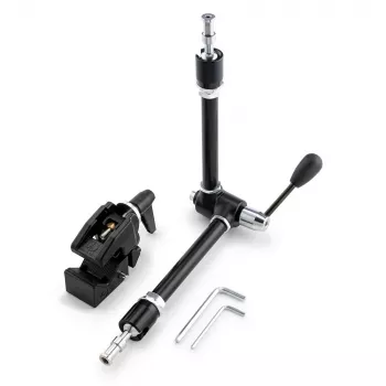 Manfrotto 143R leddelt Magic Arm med kameraholder, 3 kg bæreevne, aluminium, sort
