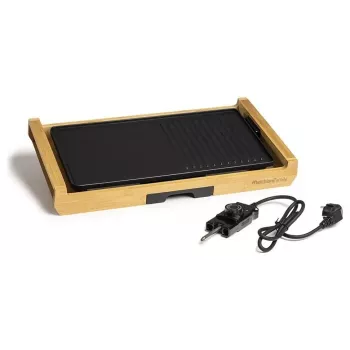 Melchioni Bamboo Grill elektrisk bordgrill 1800 W brun 37x27 cm sliplet aftagelig plade