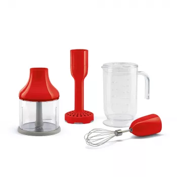 Smeg HBAC11RD Whisk and Potato Masher Attachment Set for HBF02 Hand Blenders, Red