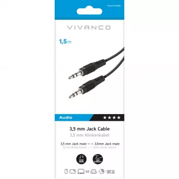 Vivanco lydkabel 3,5 mm til 3,5 mm 1,5 m (VVAJACK15MMK)