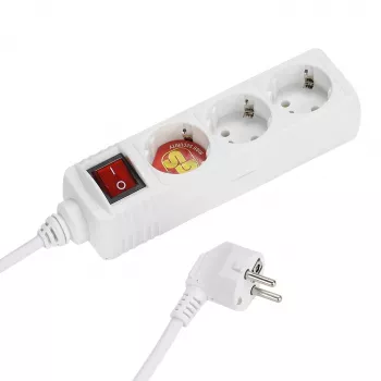 Vivanco VVELSTR3SCHSWWP 3-vejs Schuko-stikdåse med kontakt, 1,5 m kabel, hvid