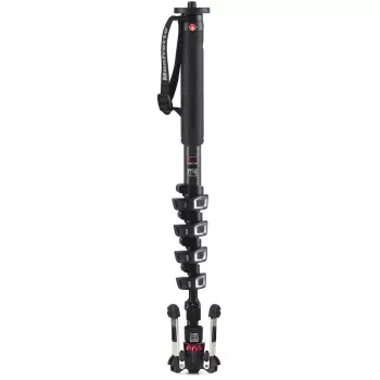 Manfrotto XPRO Monopod+ MVMXPROC5 kulfiber 5-sektioner video-enbenstativ med FLUIDTECH-base