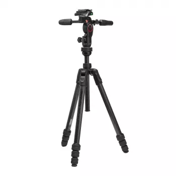 Manfrotto MKBFRTC4GTFB-3W Befree GT kulfiber rejsestativ med 3-vejs fluidhoved, Twist-Locks, 10 kg bæreevne, 164 cm maks. højde, sort