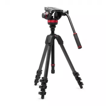 Manfrotto 055 kulfiber video-stativsystem med 502AH fluidhoved