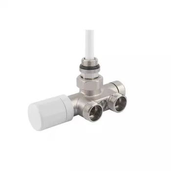 Giacomini V81112Q termostatisk radiatorventil underdel 1/2 inch x 3/4 inch Eurokonus vinkelformet, forniklet messing