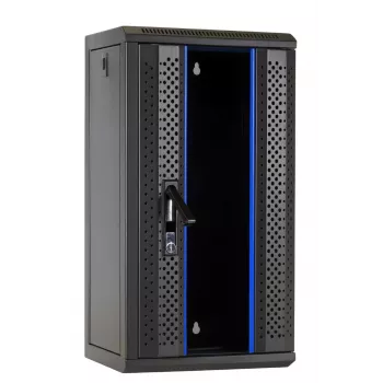 DSIT DS10-3312 12U 10 inch vægmonteret serverkabinet med glasdør, 312x310x618 mm, sort