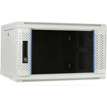 DSIT DS6406W 6U vægmonteret serverkabinet med glasdør, hvid, 600 x 450 x 367 mm
