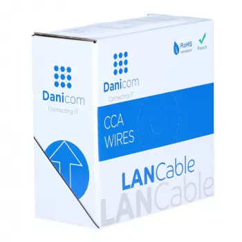 DSIT CAT6 U/UTP 50 m kabel på spole, grå CCA, 250 MHz, Gigabit Ethernet, indendørs, PVC-kappe, AWG24, 4 par