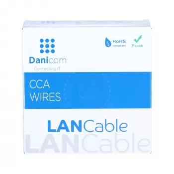 DSIT CAT6 U/UTP 50 m kabel på spole, grå CCA, 250 MHz, Gigabit Ethernet, indendørs, PVC-kappe, AWG24, 4 par